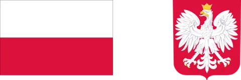 Flaga Polski i godło Rzeczypospolitej Polskiej